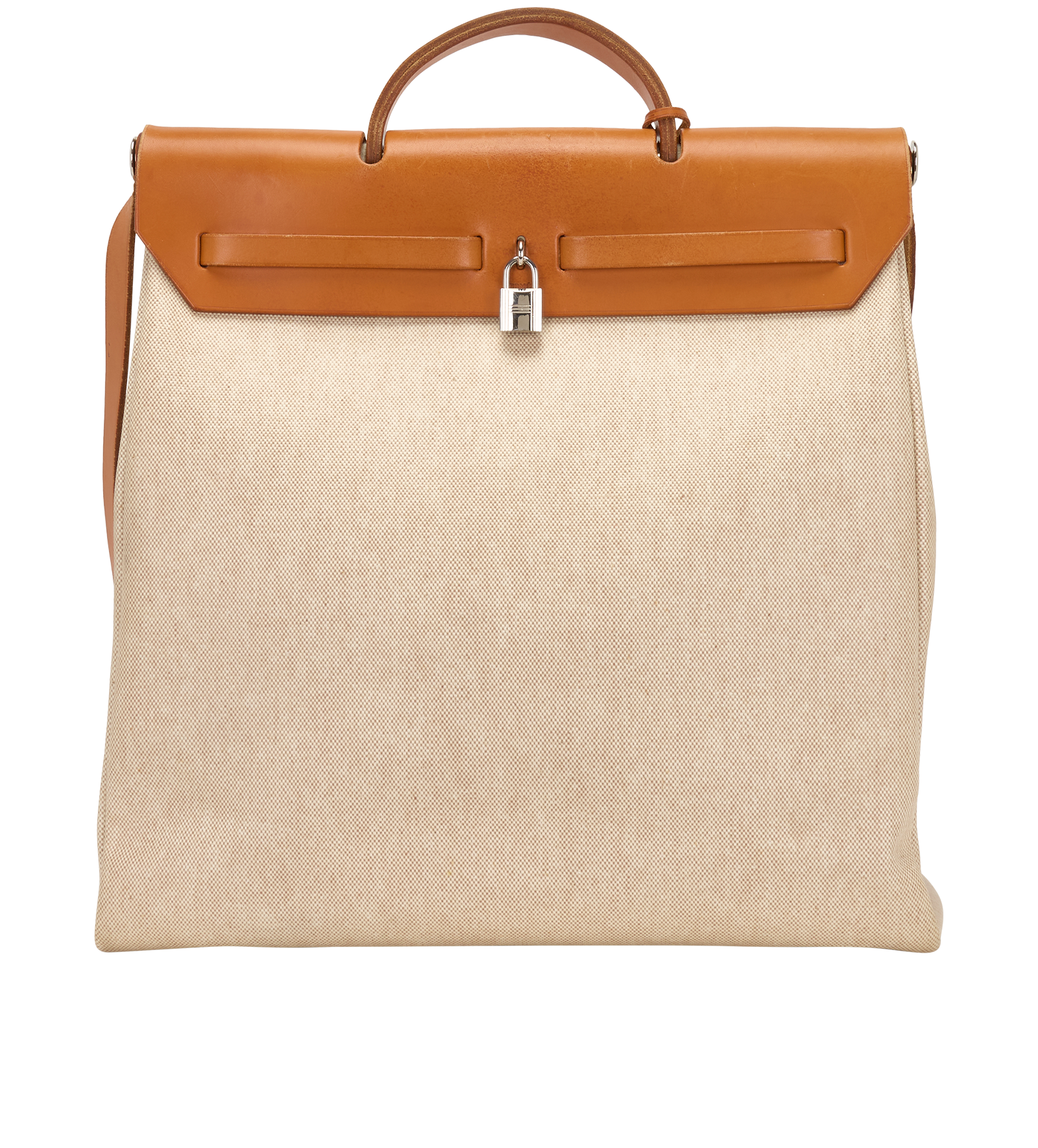 Herbag 39 In Vache Hunter/Toile Ecru/Naturel Sable, &pound;750, Handbags, Beige, Canvas, Back view
